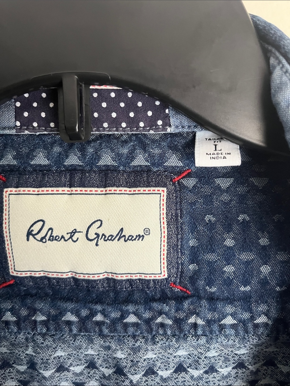 Robert Graham Navy Indigo Dotted-Stripe Button-Up Shirt - Picture 3 of 10